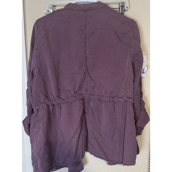 Knox Rose Purple Jacket Lagenlook Open Front Lightweight Utility Lyocell Size L - Picture 7 of 10